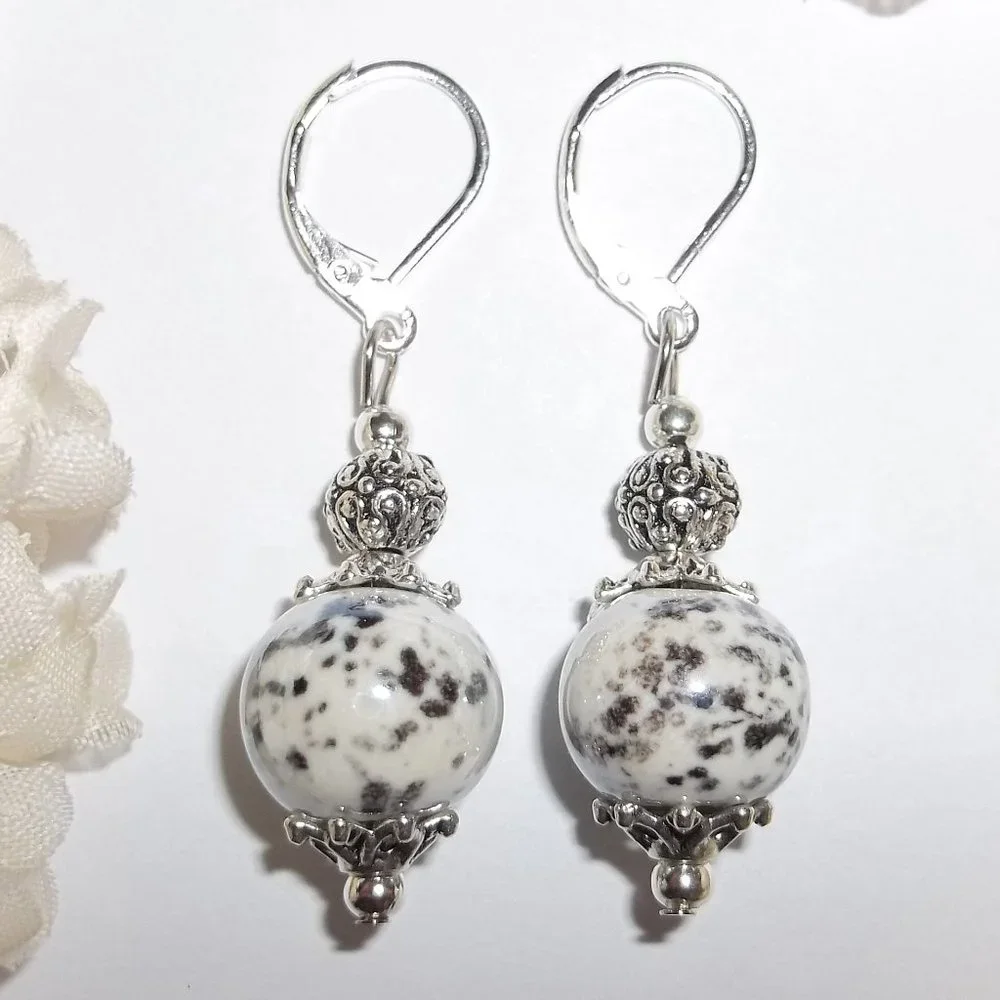 Grey Earrings, Gray Earrings, Earrings, Beaded Earrings, Earring Set, Drop 5513